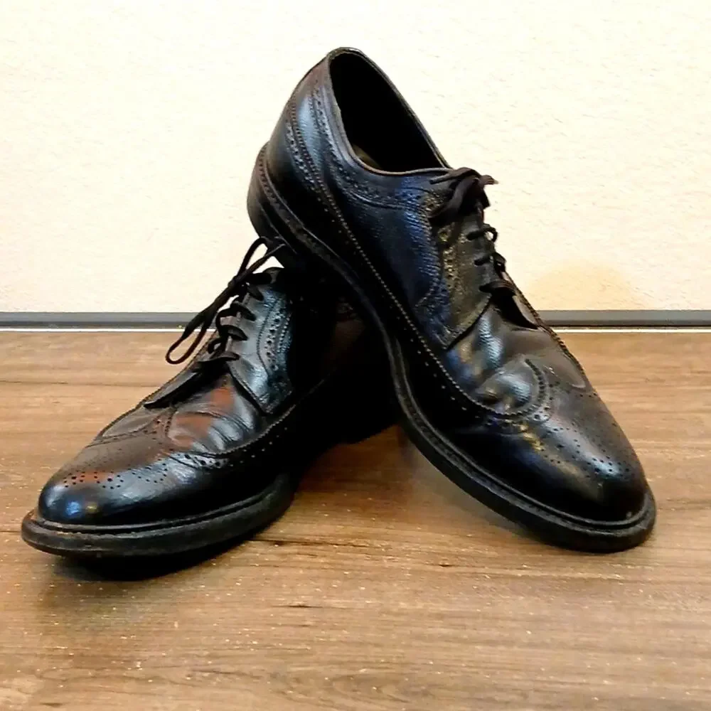 Vintage O'Sullivan Men's Leather Oxford Wingtip Dress Shoes 8.5B